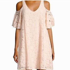 Suzanne Betro Peach Lace Cold Shoulder A-line Dress Size 3x